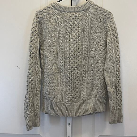 NWT J. Crew Cable Knit Après-ski Sweater - Women Size S - Light Gray - Picture 7 of 7